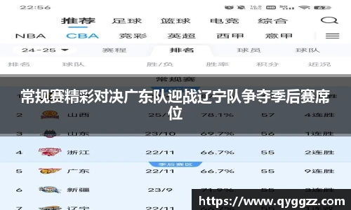 常规赛精彩对决广东队迎战辽宁队争夺季后赛席位